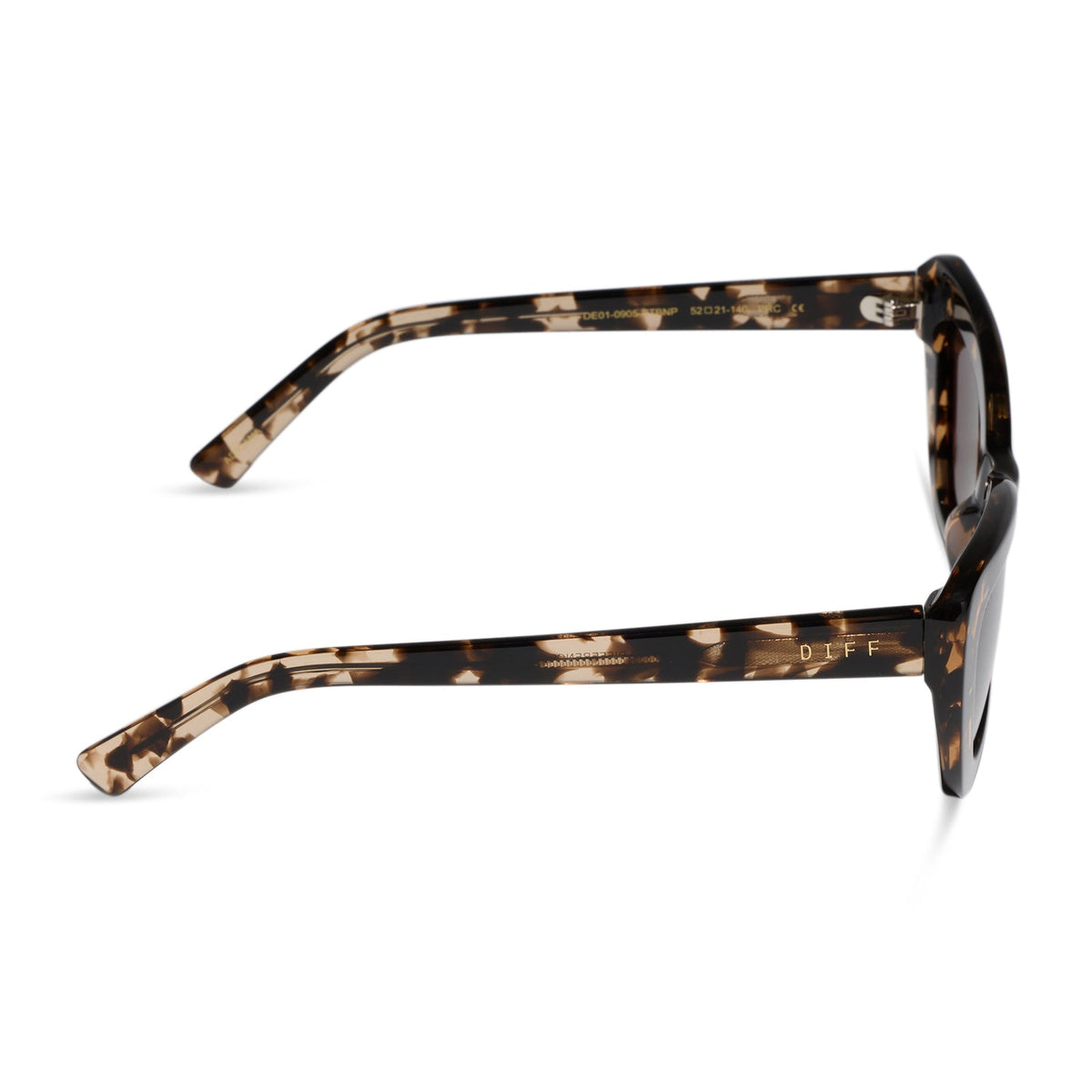 diff eyewear featuring the adriana cateye sunglasses with a espresso tortoise frame and brown polarized lenses side view