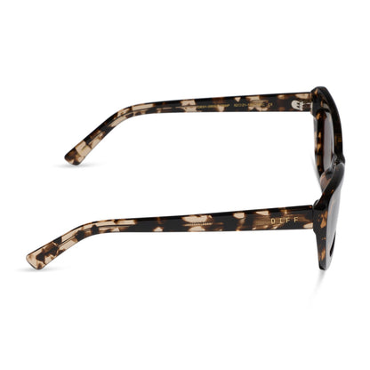 diff eyewear featuring the adriana cateye sunglasses with a espresso tortoise frame and brown polarized lenses side view