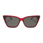 diff eyewear featuring the alina cat eye sunglasses with a red hot summer frame and grey lenses front view