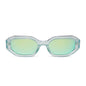 diff eyewear allegra square sunglasses with a opalescent turquoise acetate frame and turquoise ice mirror lenses front view