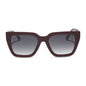 diff eyewear featuring the amara square sunglasses with a dark cherry lacquer frame and grey gradient lenses front view