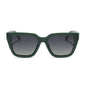 diff eyewear featuring the amara square sunglasses with a fairway green acetate frame and grey gradient polarized lenses front view