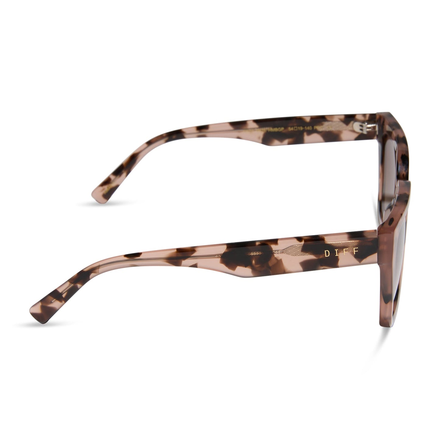 diff eyewear featuring the amara square sunglasses with a himalyan tortoise frame and brown gradient polarized lenses side view