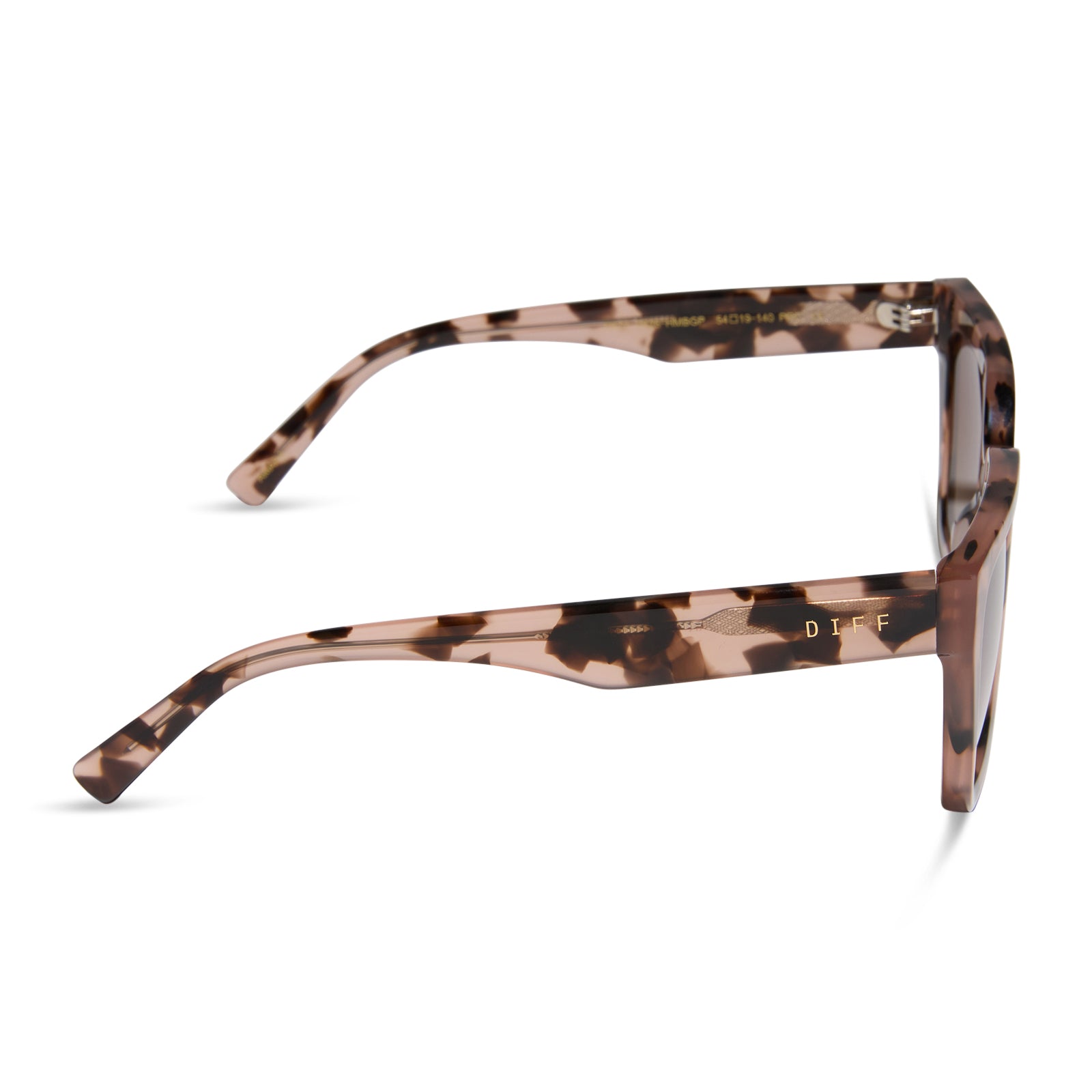 diff eyewear featuring the amara square sunglasses with a himalyan tortoise frame and brown gradient polarized lenses side view
