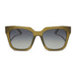 diff eyewear ariana square sunglasses with a rich olive frame and grey gradient lenses front view