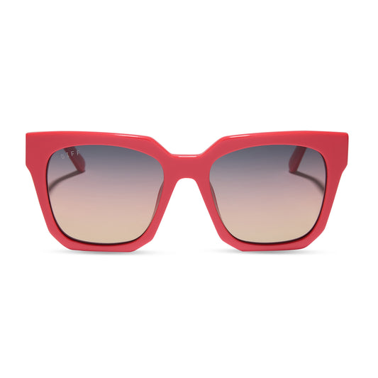 diff eyewear wholesale ariana square sunglasses with a sunset red frame and twilight gradient lenses front view