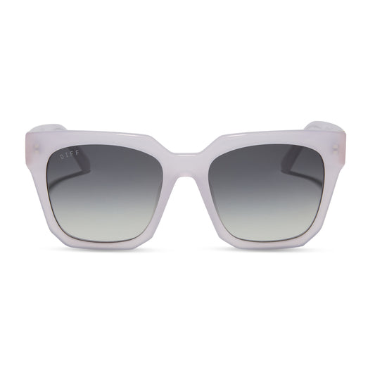 diff eyewear wholesale ariana square sunglasses with a thistle light purple frame and grey gradient lenses front view