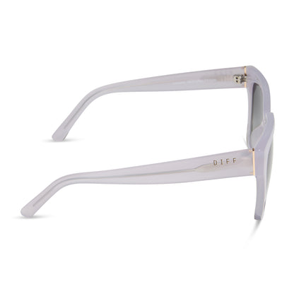diff eyewear wholesale ariana square sunglasses with a thistle light purple frame and grey gradient lenses side view