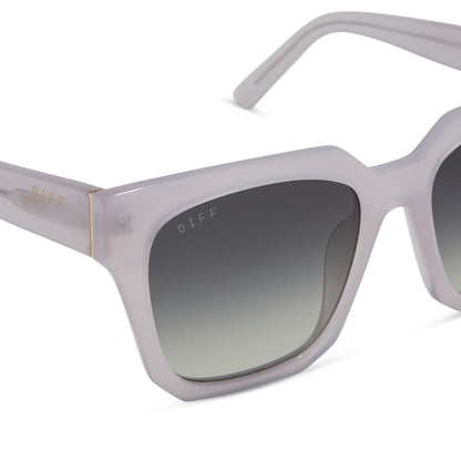 diff eyewear wholesale ariana square sunglasses with a thistle light purple frame and grey gradient lenses detailed view