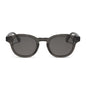 diff eyewear featuring the arlo xl round sunglasses with a black smoke crystal frame and grey polarized lenses front view