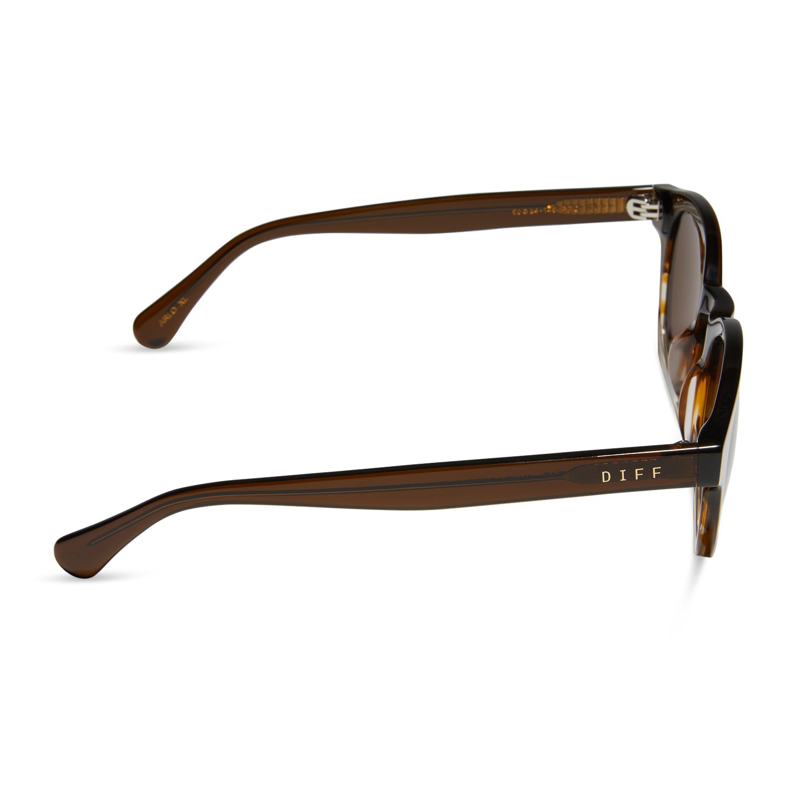 diff eyewear arlo xl round sunglasses with a mocha brown gradient acetate frame and brown lenses side view