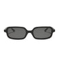 aspyn ovard x diff eyewear featuring the elle rectangle sunglasses with a black frame and grey lenses front view