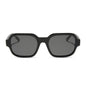 aspyn ovard x diff eyewear featuring the lola square sunglasses with a black frame and grey lenses front view