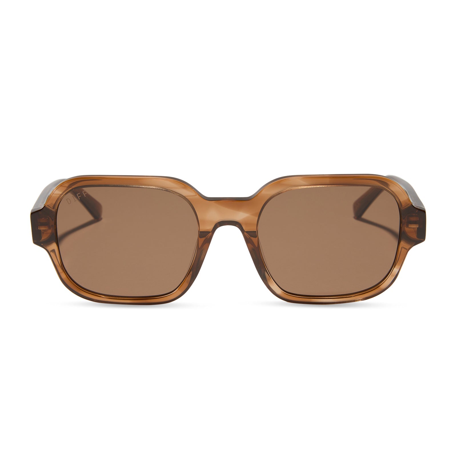 aspyn ovard x diff eyewear featuring the lola square prescription sunglasses with a tortoise frame front view