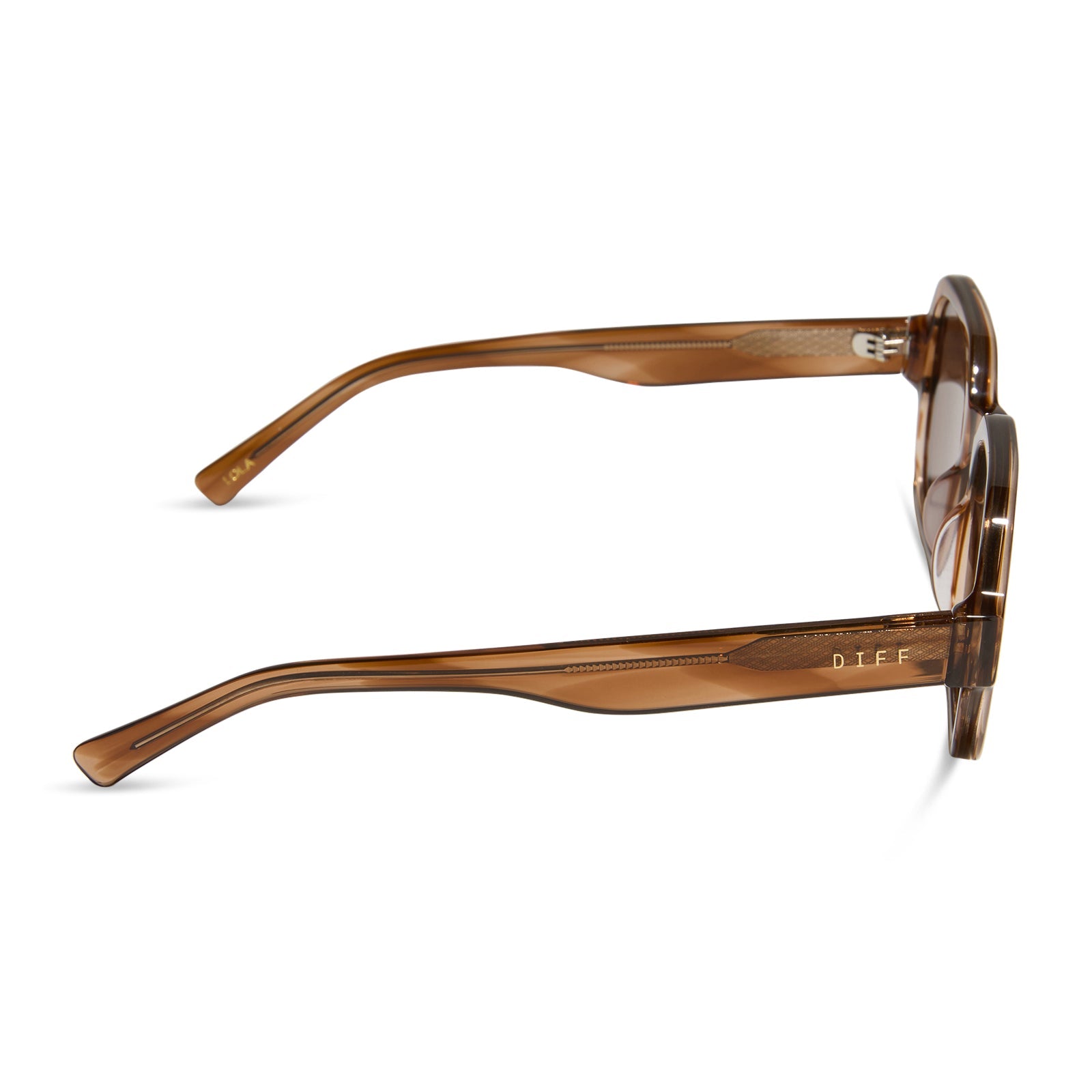 aspyn ovard x diff eyewear featuring the lola square sunglasses with a tortoise frame and brown lenses side view