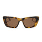 diff eyewear featuring the aura square sunglasses with a brown kombu frame and brown polarized lenses front view