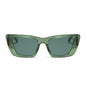 diff eyewear featuring the aura square sunglasses with a sage crystal frame and g15 polarized lenses front view