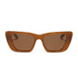 diff eyewear featuring the aura square sunglasses with a salted caramel frame and brown lenses front view