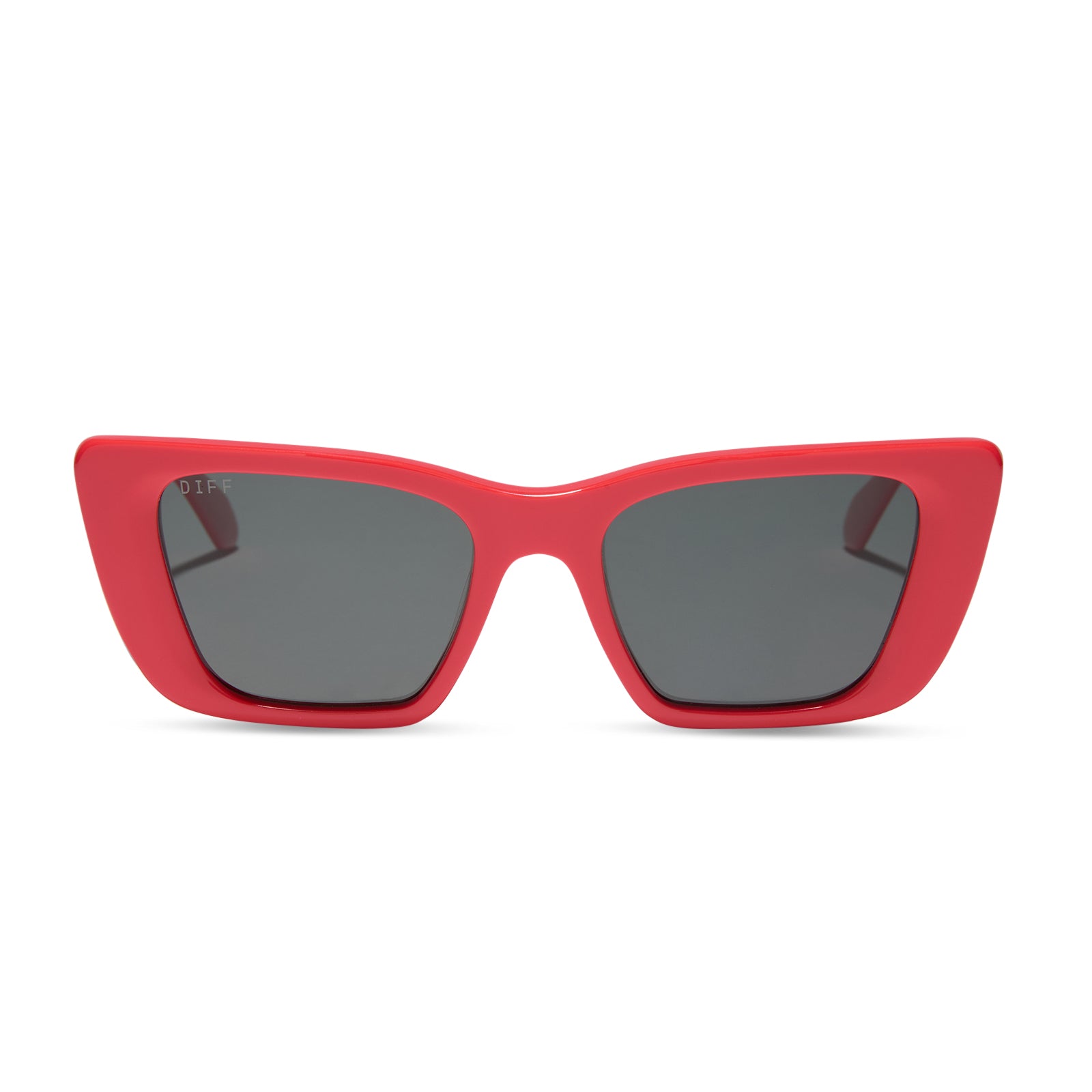 diff eyewear wholesale aura square sunglasses with a sunset red frame and grey lenses front view