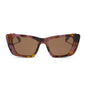 diff eyewear featuring the aura square sunglasses with a torino tortoise frame and brown lenses front view