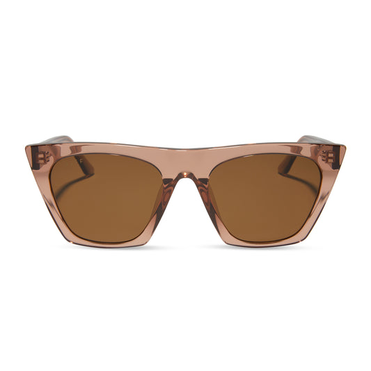 diff eyewear featuring the avril cateye sunglasses with a café ole frame and brown polarized lenses front view