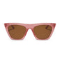diff eyewear featuring the avril cateye sunglasses with a guava frame and brown lenses front view
