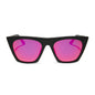 diff eyewear featuring the avril cateye sunglasses with a matte black frame and sunset mirror lenses front view