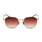 diff eyewear axel round sunglasses with a rose gold frame and dusk gradient lenses front view