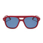 beach riot x diff eyewear the coast navigator sunglasses with a red acetate frame and navy blue lenses front view