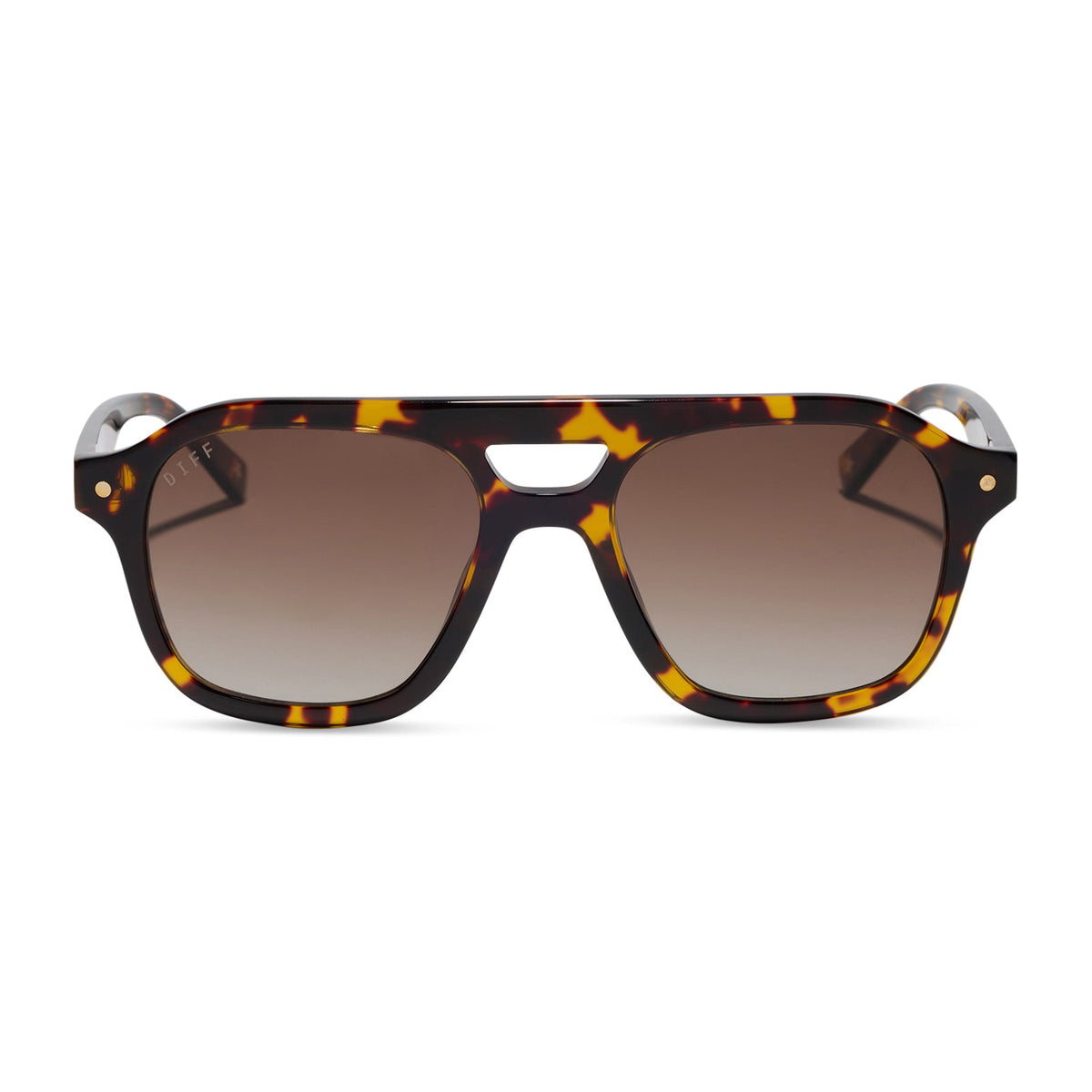 beach riot x diff eyewear the coast navigator sunglasses with a tortoise acetate frame and brown gradient lenses front view