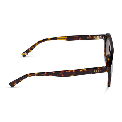 beach riot x diff eyewear the coast navigator sunglasses with a tortoise acetate frame and brown gradient lenses side view