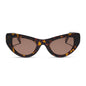 beach riot x diff eyewear the mesa cat eye sunglasses with a tortoise acetate frame and brown lenses front view