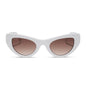 beach riot x diff eyewear the mesa cat eye sunglasses with a white acetate frame and brown gradient lenses front view