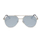 beach riot x diff eyewear the reserve aviator sunglasses with a silver metal frame and silver mirror lenses front view