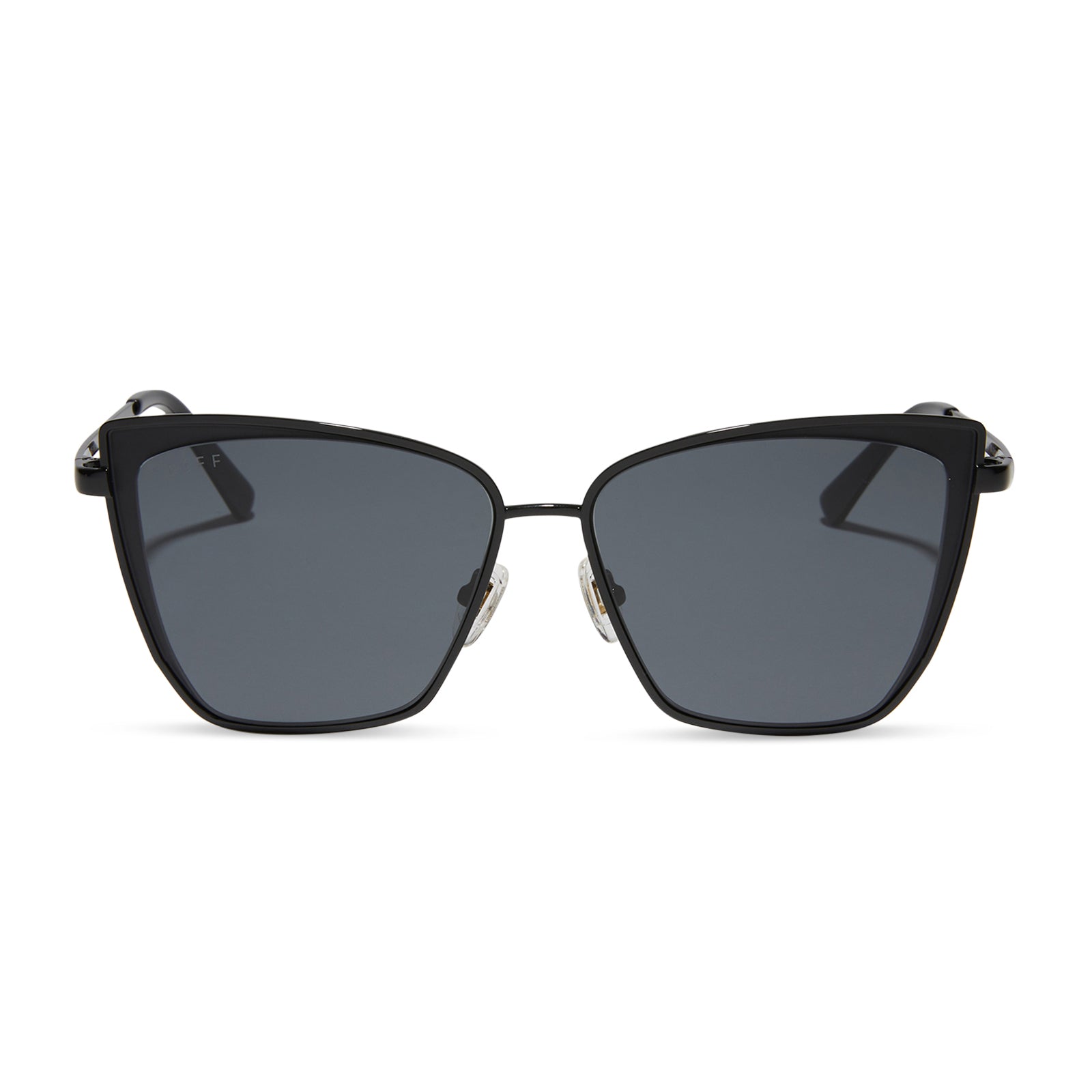 diff eyewear becky black frame with dark smoke lens sunglasses front view