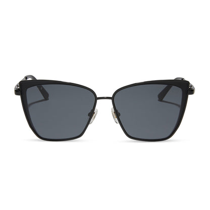 diff eyewear becky black frame with dark smoke lens sunglasses front view