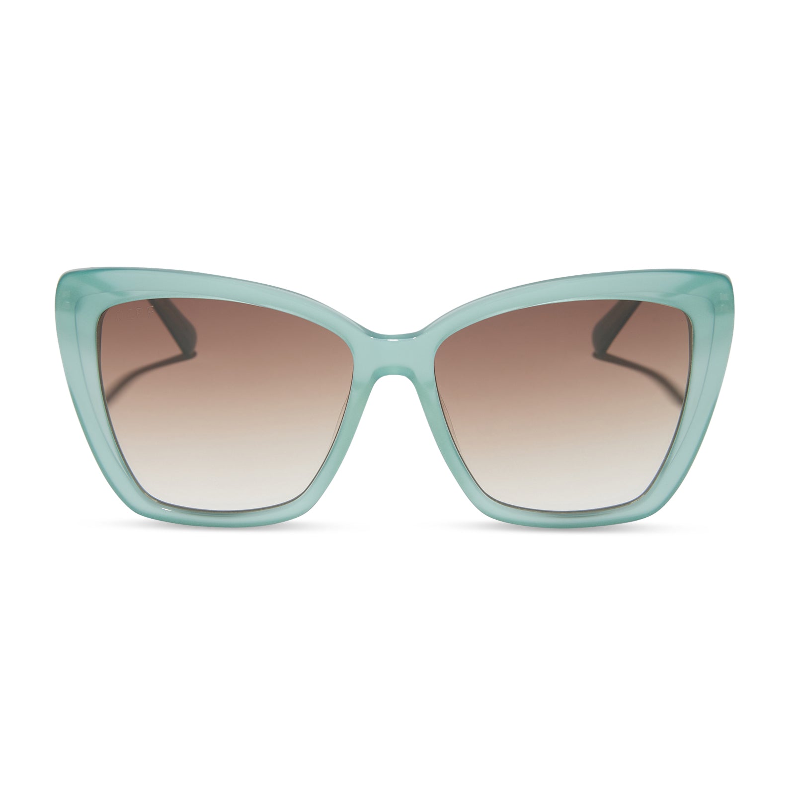 diff eyewear wholesale becky ii cat eye sunglasses with a aquatic awe teal frame and brown gradient lenses front view