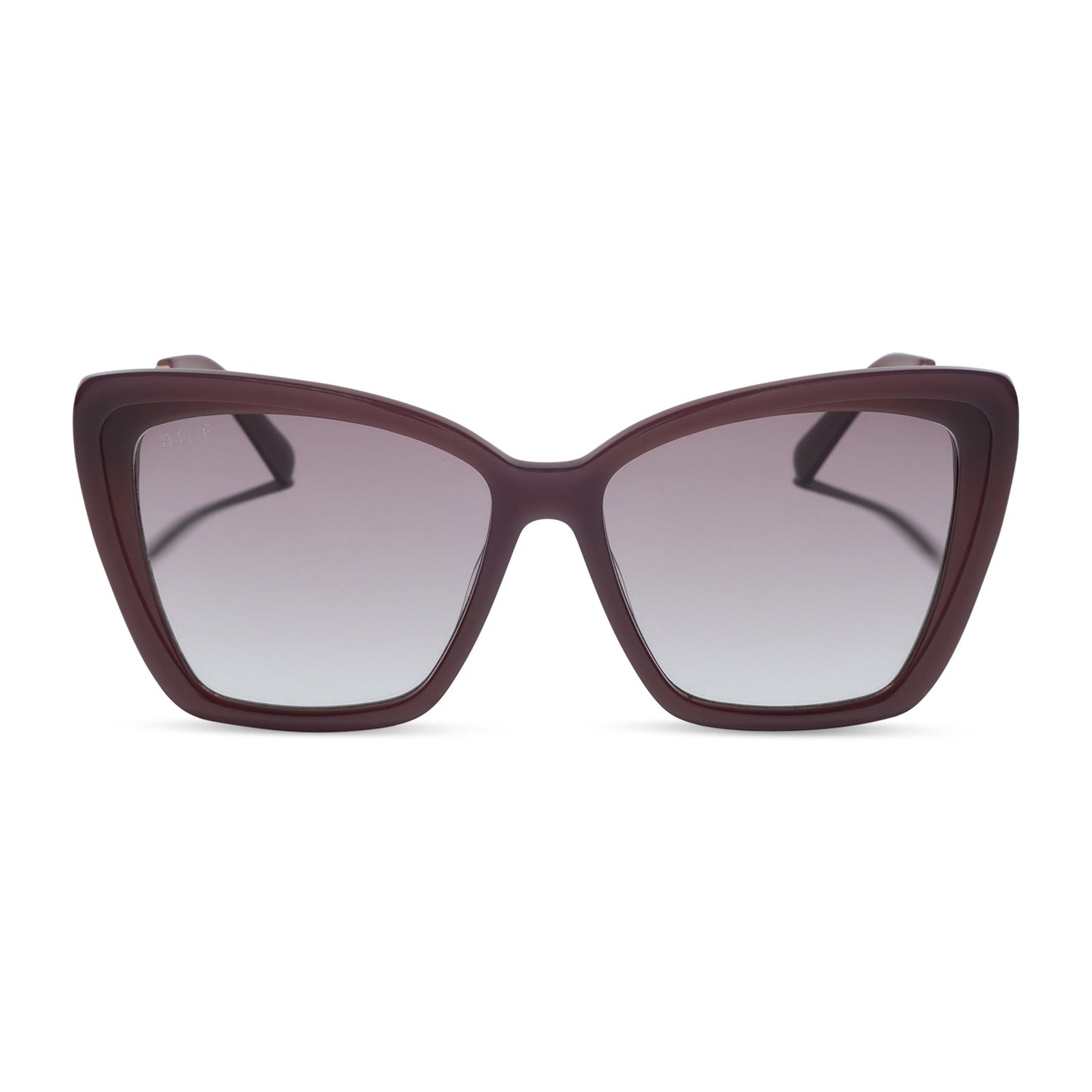diff eyewear becky ii cat eye sunglasses with cocoa powder frame and lenses front view