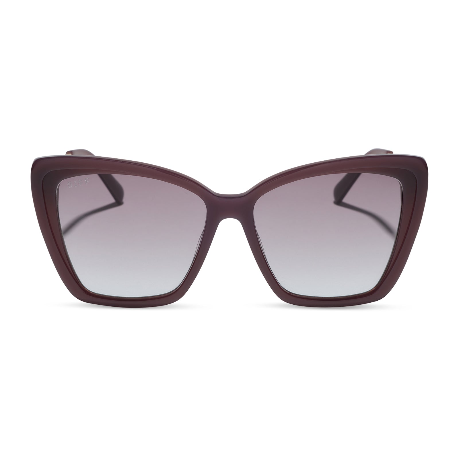 diff eyewear becky ii cat eye sunglasses with cocoa powder frame and lenses front view