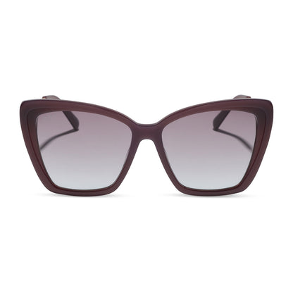 diff eyewear becky ii cat eye sunglasses with cocoa powder frame and lenses front view