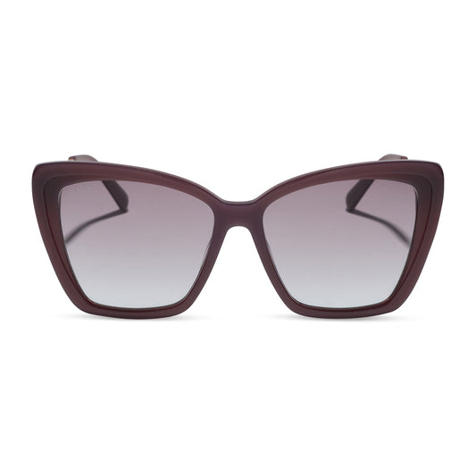 diff eyewear becky ii cat eye sunglasses with cocoa powder frame and lenses front view
