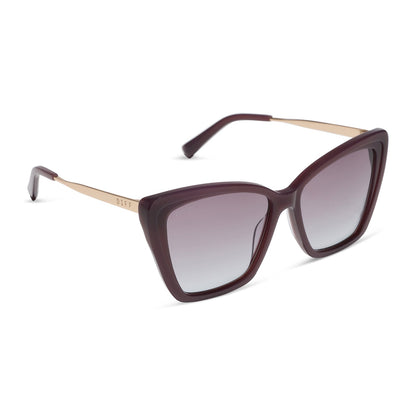 diff eyewear becky ii cat eye sunglasses with cocoa powder frame and lenses angled view
