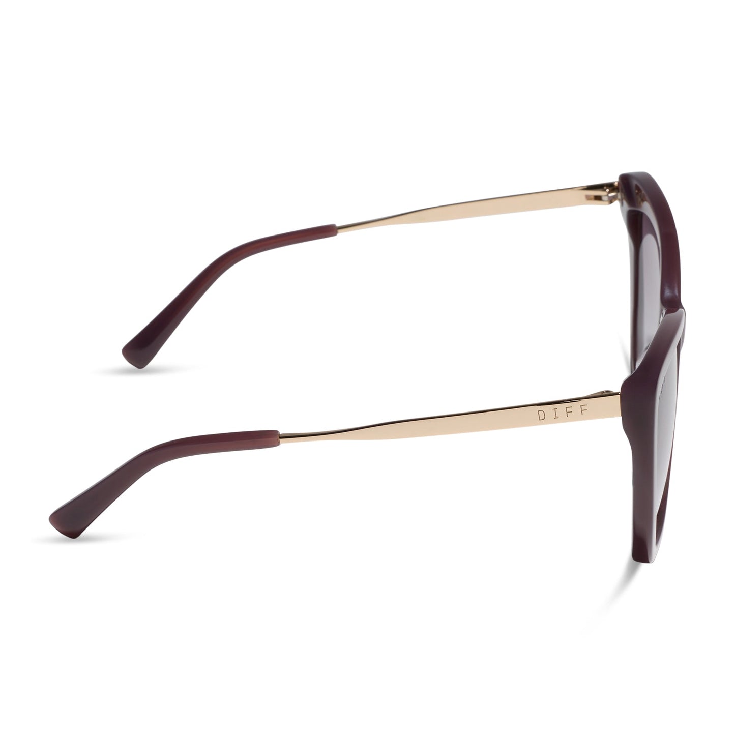 diff eyewear becky ii cat eye sunglasses with cocoa powder frame and lenses side view