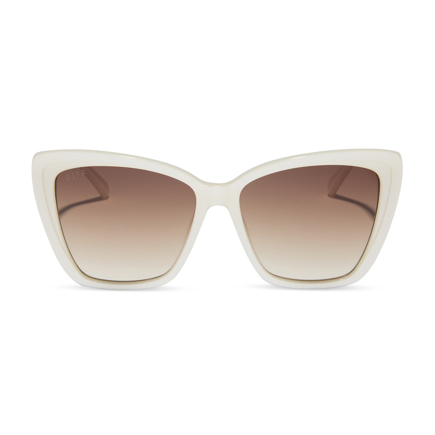 diff eyewear wholesale becky ii cat eye sunglasses with a cream frame and brown gradient lenses front view