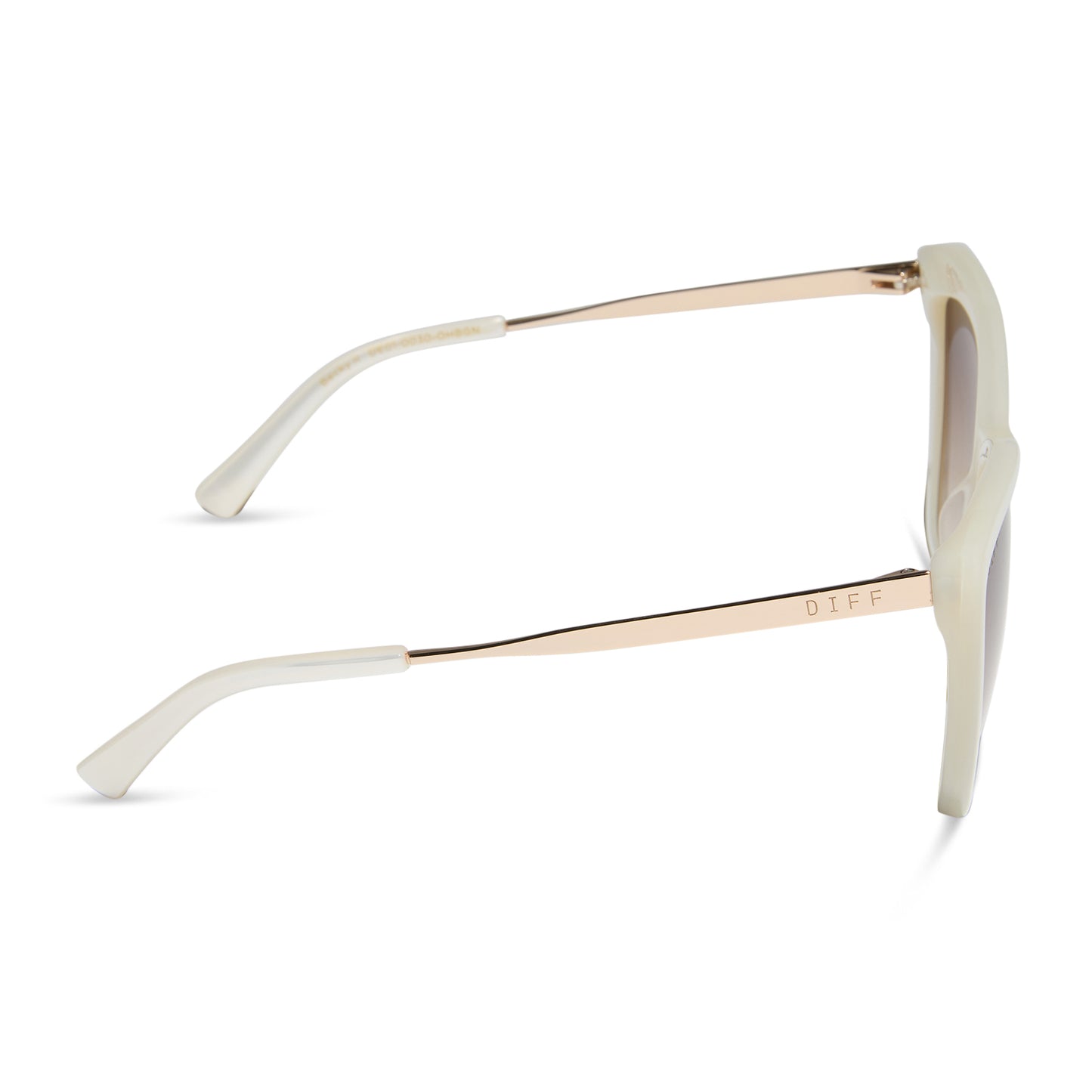 diff eyewear wholesale becky ii cat eye sunglasses with a cream frame and brown gradient lenses side view