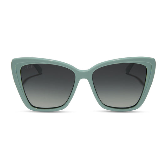 diff eyewear featuring the becky ii cateye sunglasses with a steel teal frame and grey gradient lenses front view