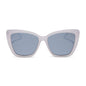 diff eyewear wholesale becky ii cat eye sunglasses with a thistle light purple frame and grey with silver flash lenses front view
