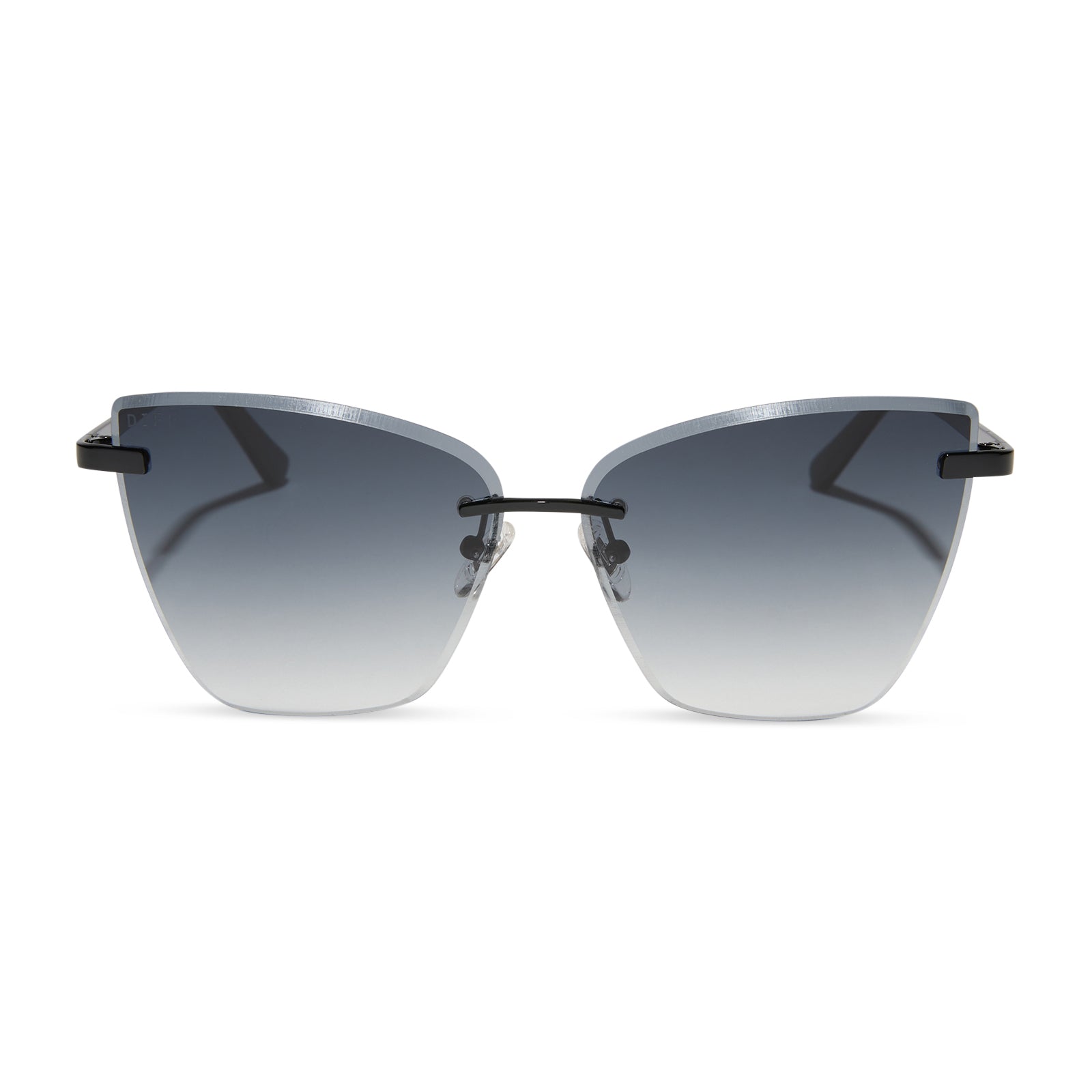 diff eyewear wholesale becky v cat eye sunglasses with a black frame and grey gradient lenses front view
