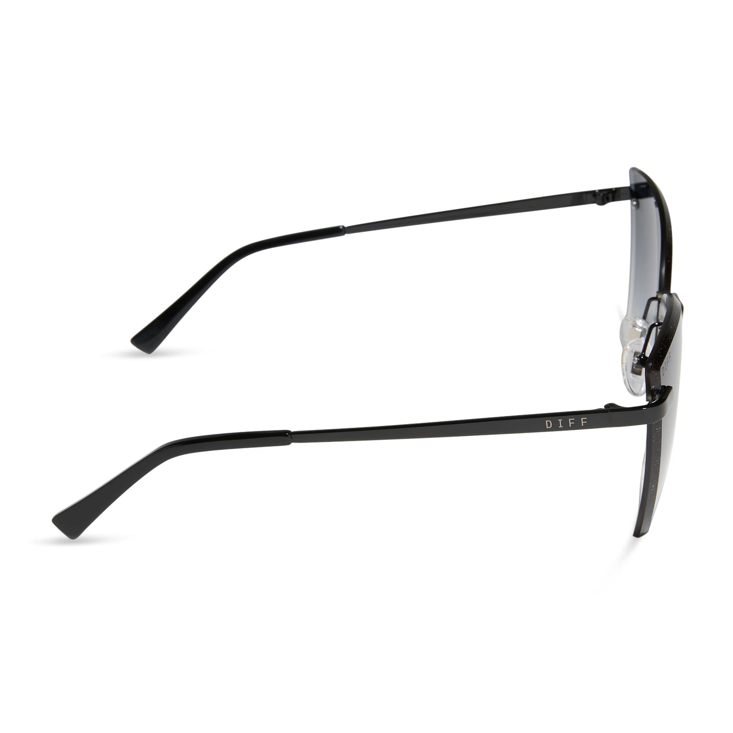 diff eyewear wholesale becky v cat eye sunglasses with a black frame and grey gradient lenses side view