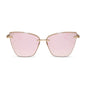 diff eyewear wholesale becky v cat eye sunglasses with a brushed gold frame and cherry blossom pink mirror lenses front view